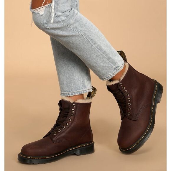 Dr.Martens 1460 PASCAL FAUX FUR LINED BOOTS in Cask — Ambassador M8 W9 - Picture 2 of 12